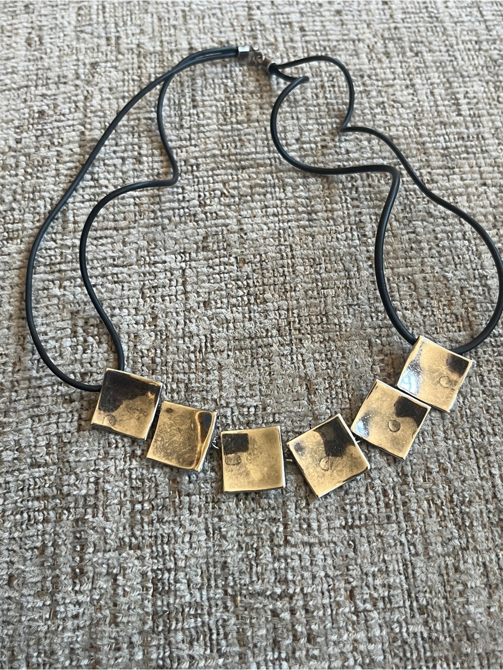 925 Sterling Silver Square Pendant Necklace on Black Cord - Women Jewelry
